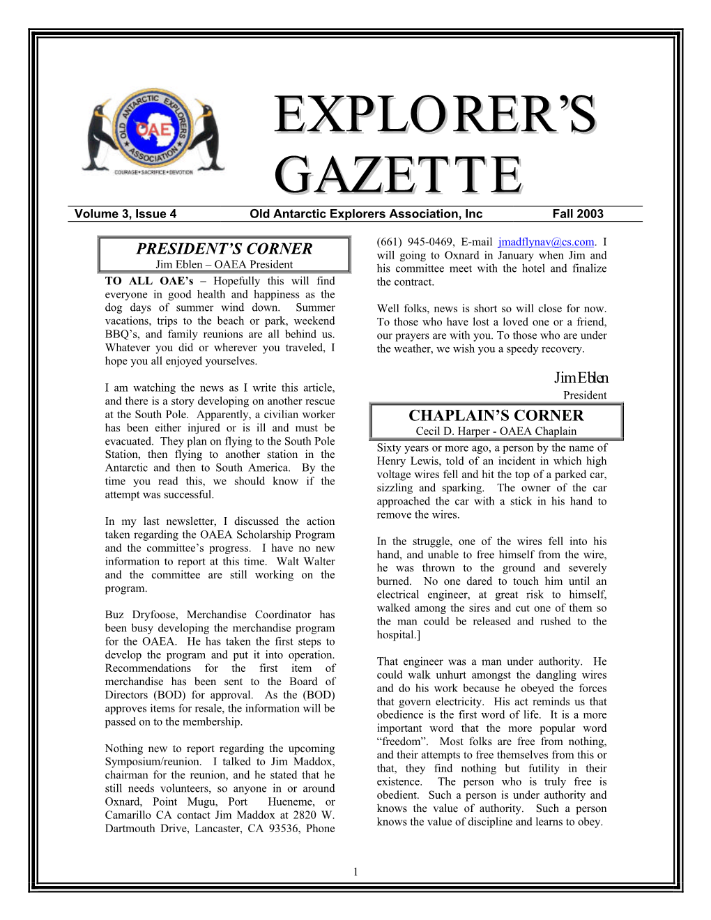 Explorer's Gazette