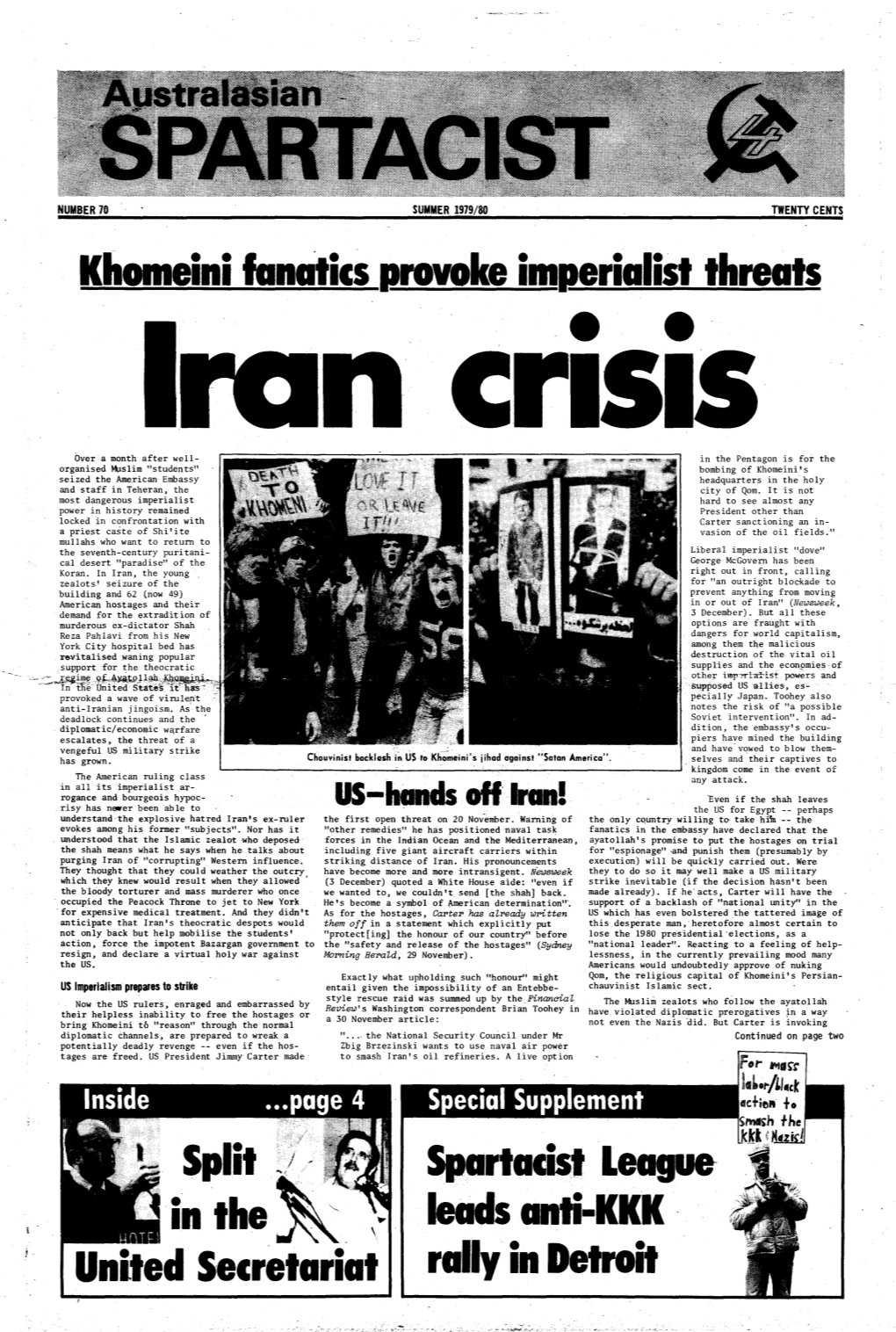 Khomeini Fanatics Grovoke Illlr8rialist Threats Split