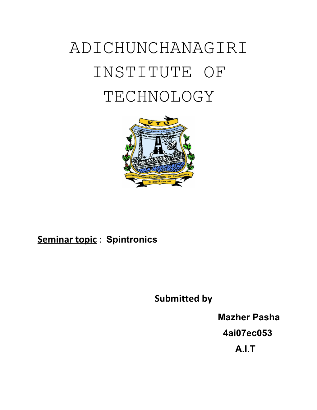 Seminar Topic : Spintronics