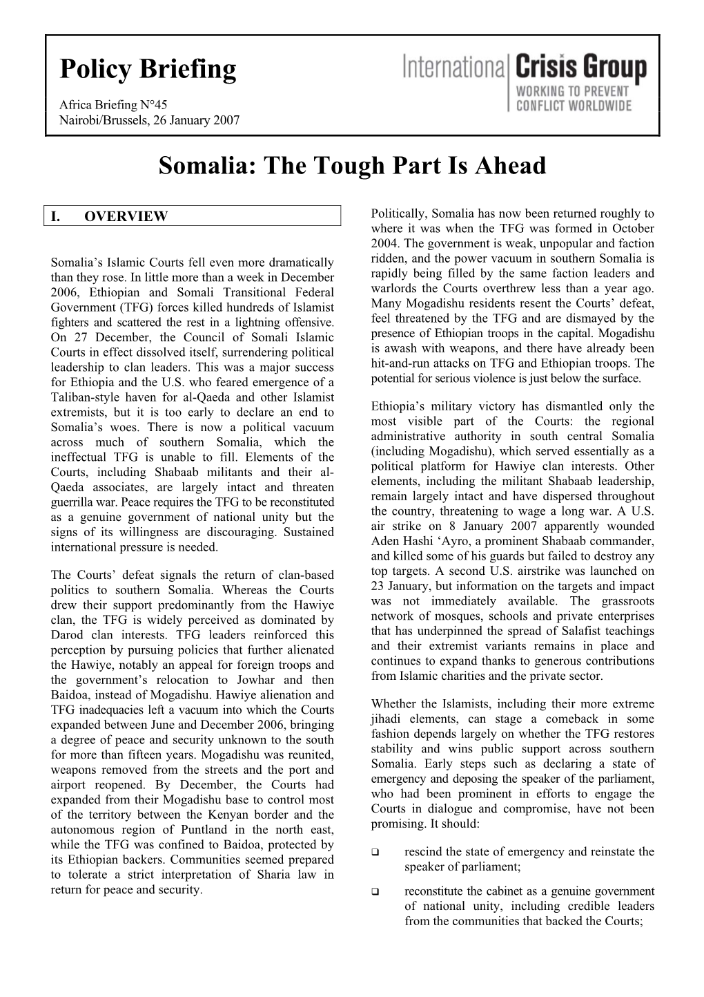 Somalia: the Tough Part Is Ahead