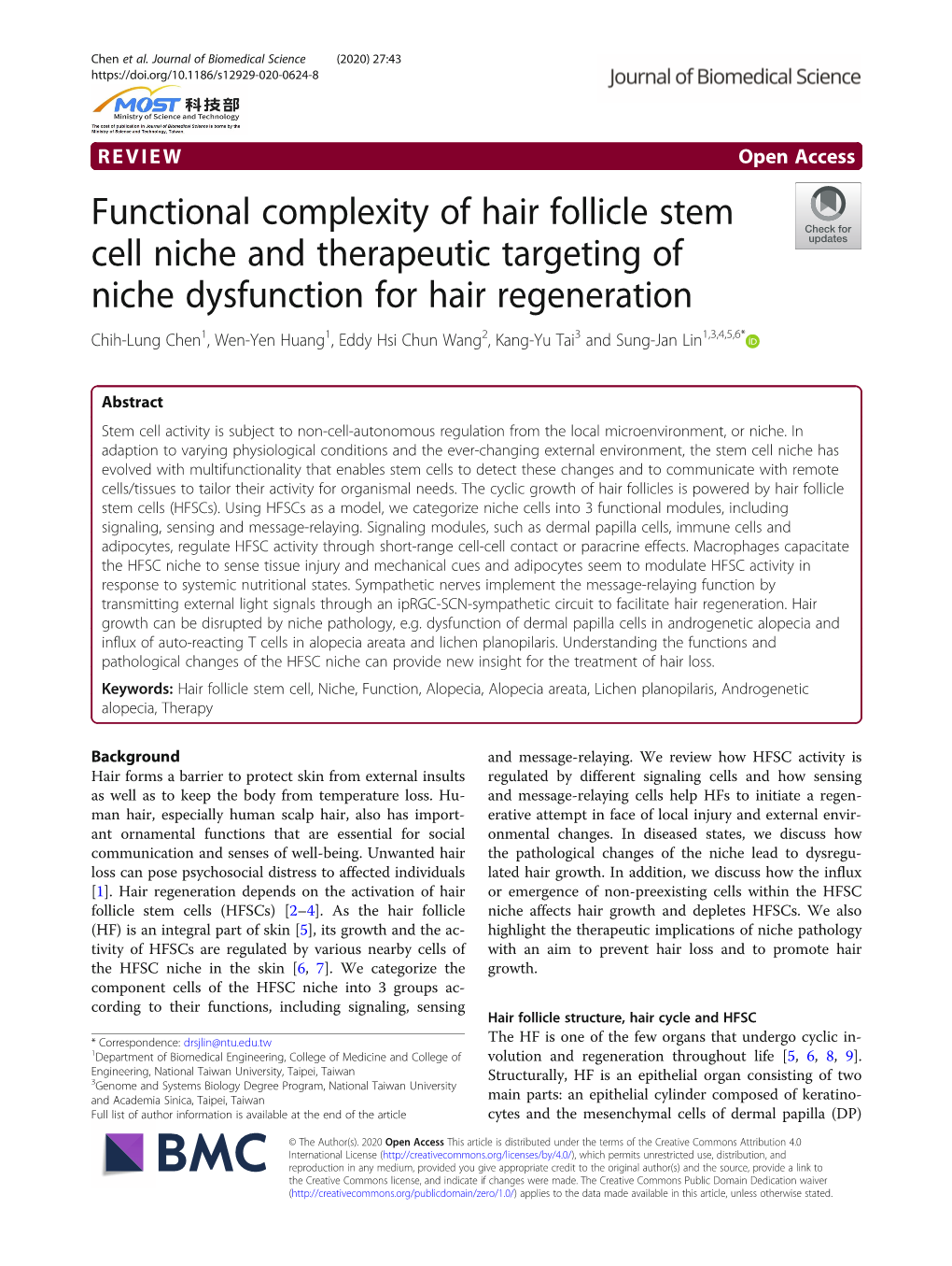 Functional Complexity of Hair Follicle Stem Cell Niche and Therapeutic Targeting of Niche Dysfunction for Hair Regeneration