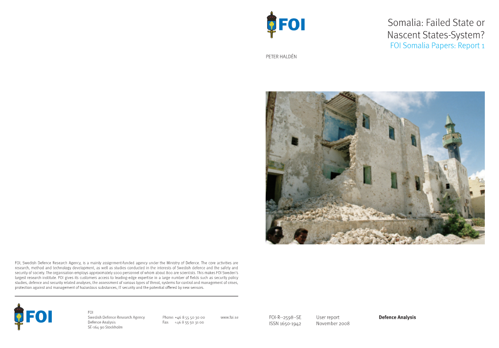 Somalia: Failed State of Nascent States-System? FOI Somalia