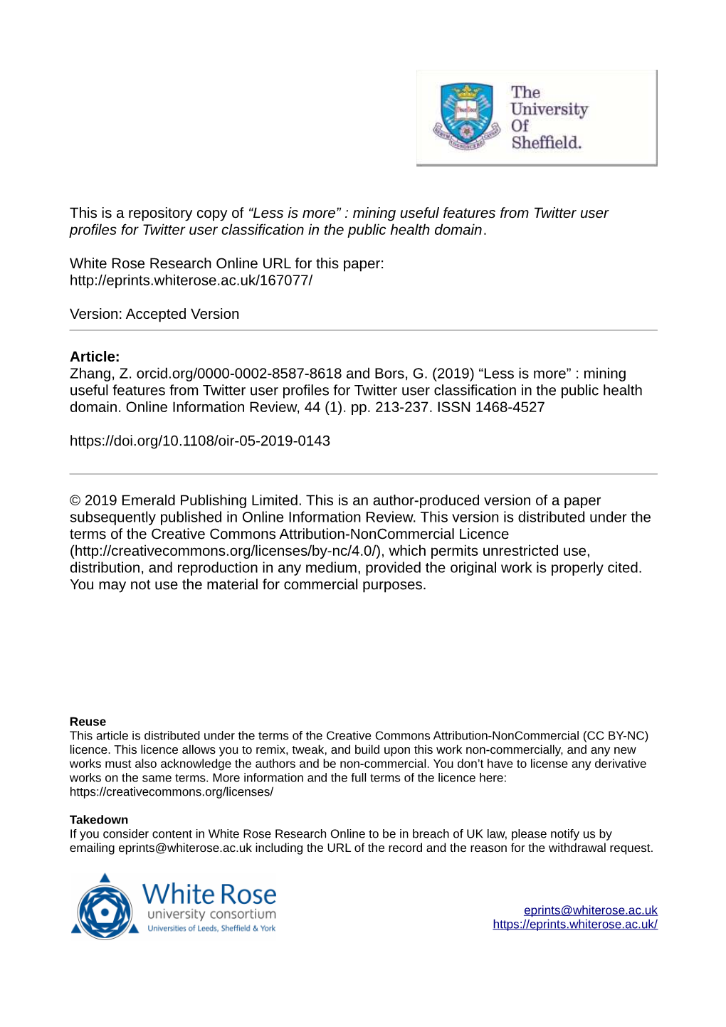 “Less Is More” : Mining Useful Features from Twitter User Profiles for Twitter User Classification in the Public Health Domain