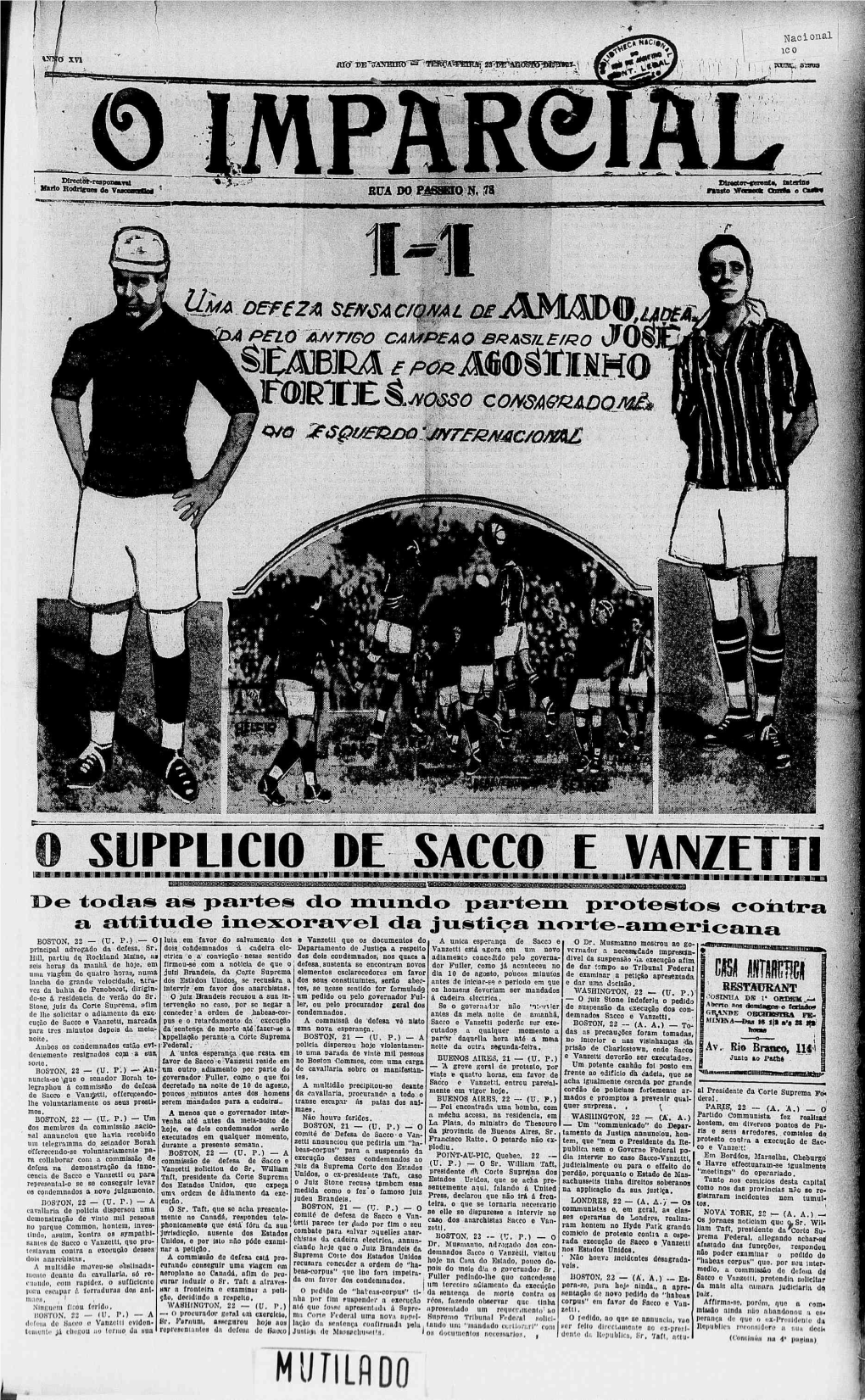 Supplicio De Sacco C Vanzetti