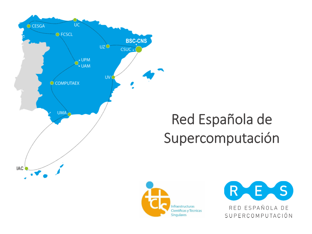Red Española De Supercomputación RES: De Supercomputaciónred Española De Supercomputación • La RES Fue Creada En El 2006