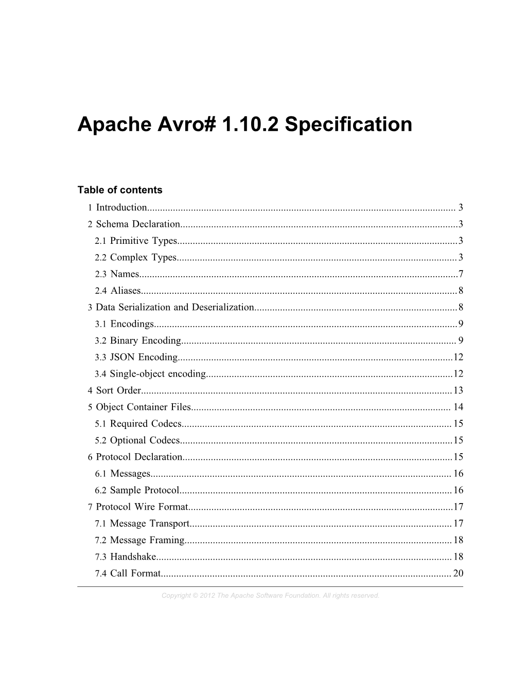 Apache Avro 1.10.2 Specification