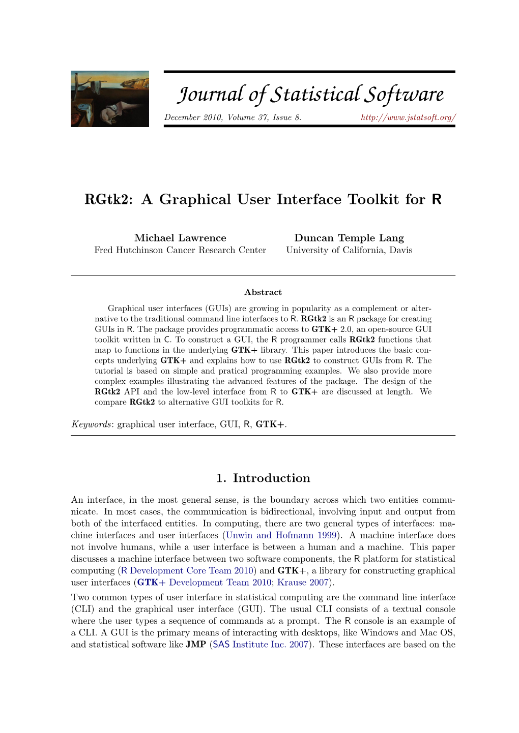 Rgtk2: a Graphical User Interface Toolkit for R