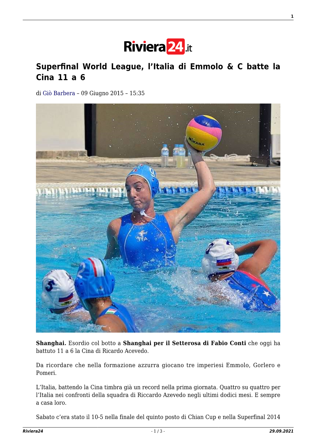 Superfinal World League, L'italia Di Emmolo & C Batte La Cina 11