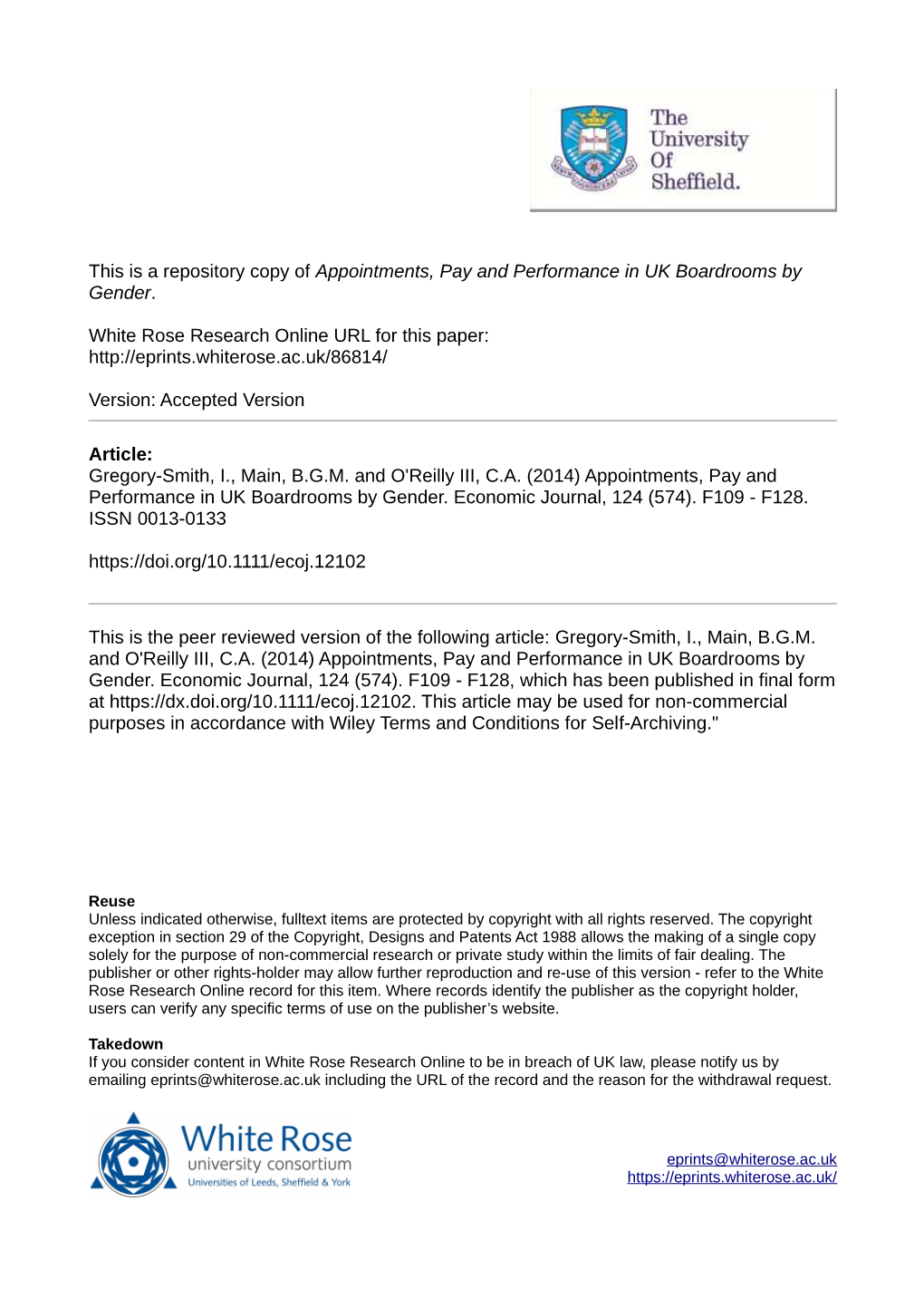 Appointments, Pay and Performance in UK Boardrooms by Gender