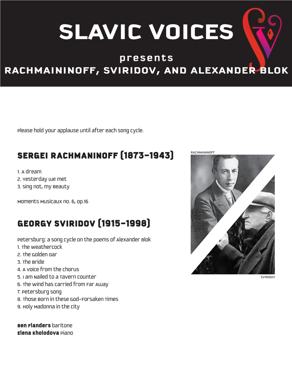 SLAVIC VOICES Presents RACHMAININOFF, SVIRIDOV, and ALEXANDER BLOK