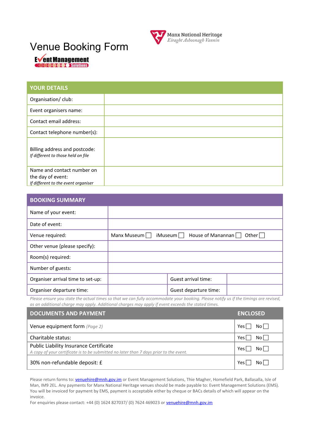 Venue Booking Form