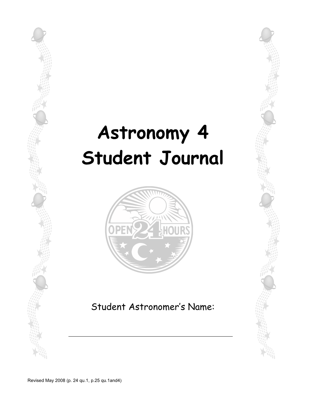 Astronomy 4 Student Journal