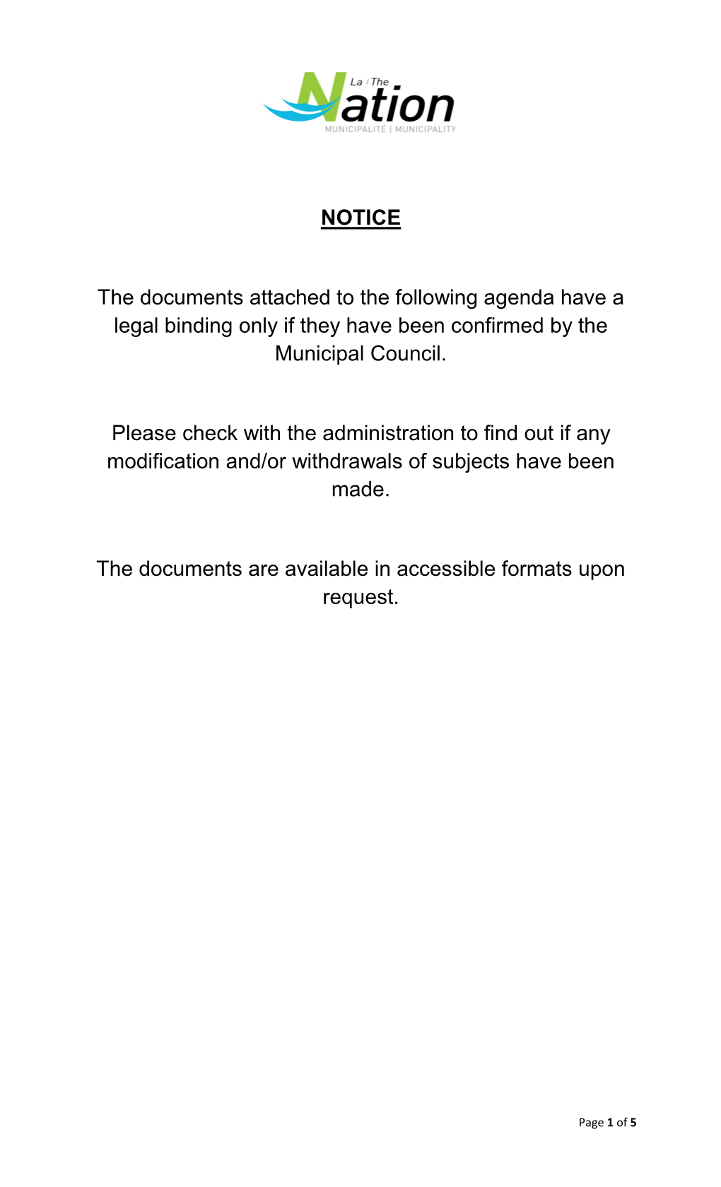 NOTICE the Documents Attached to the Following