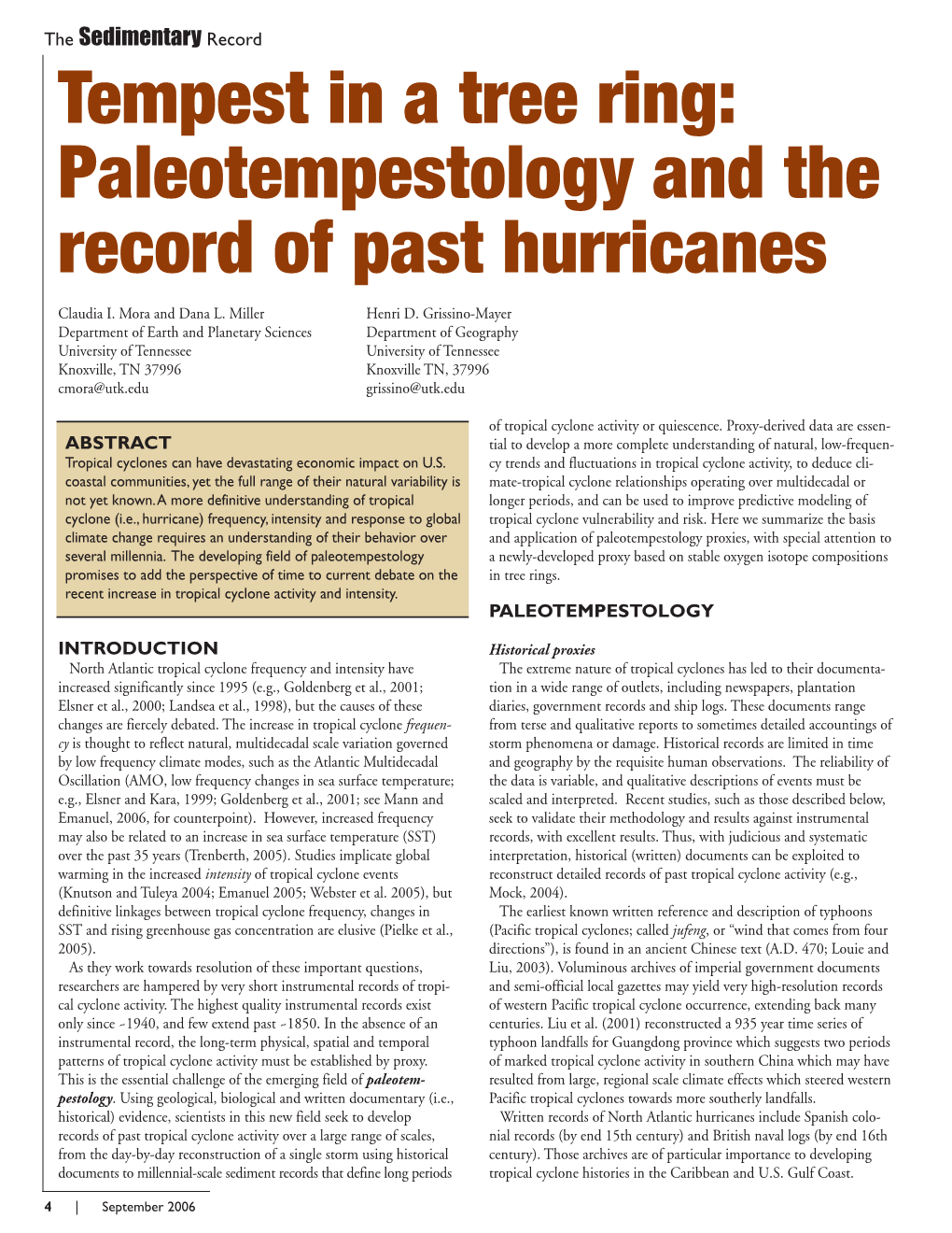 Paleotempestology and the Record of Past Hurricanes