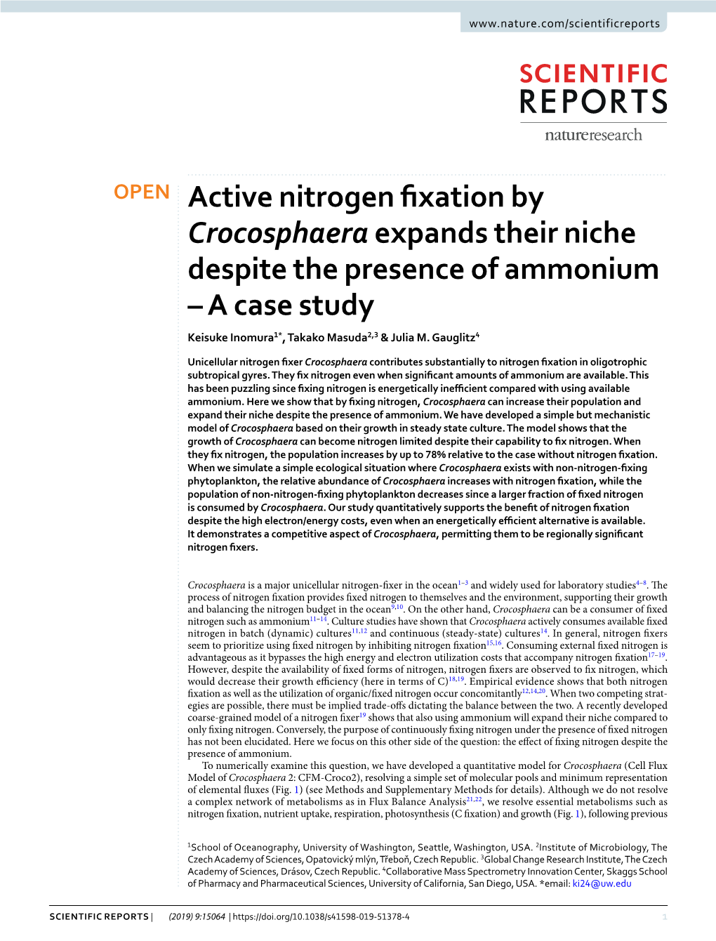 Active Nitrogen Fixation by Crocosphaera Expands
