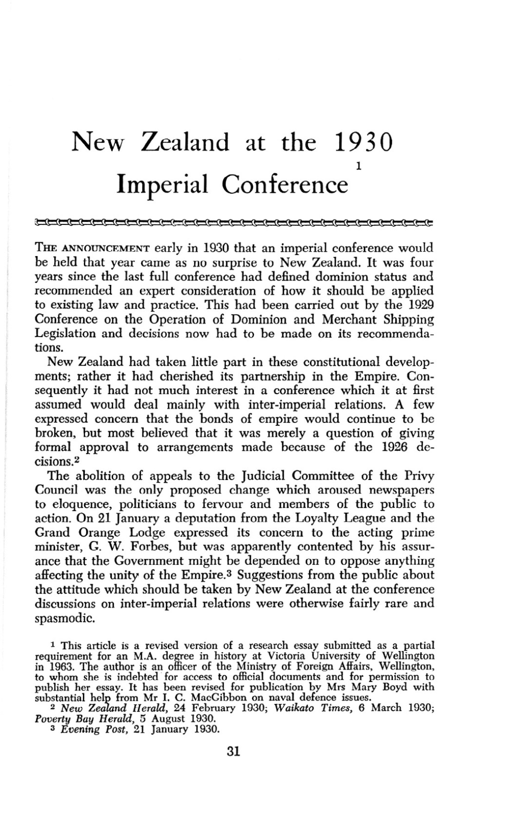 New Zealand at the 1930 Imperial Conference, by Priscilla Williams, P 31-48NZJH 05 1 04.Pdf