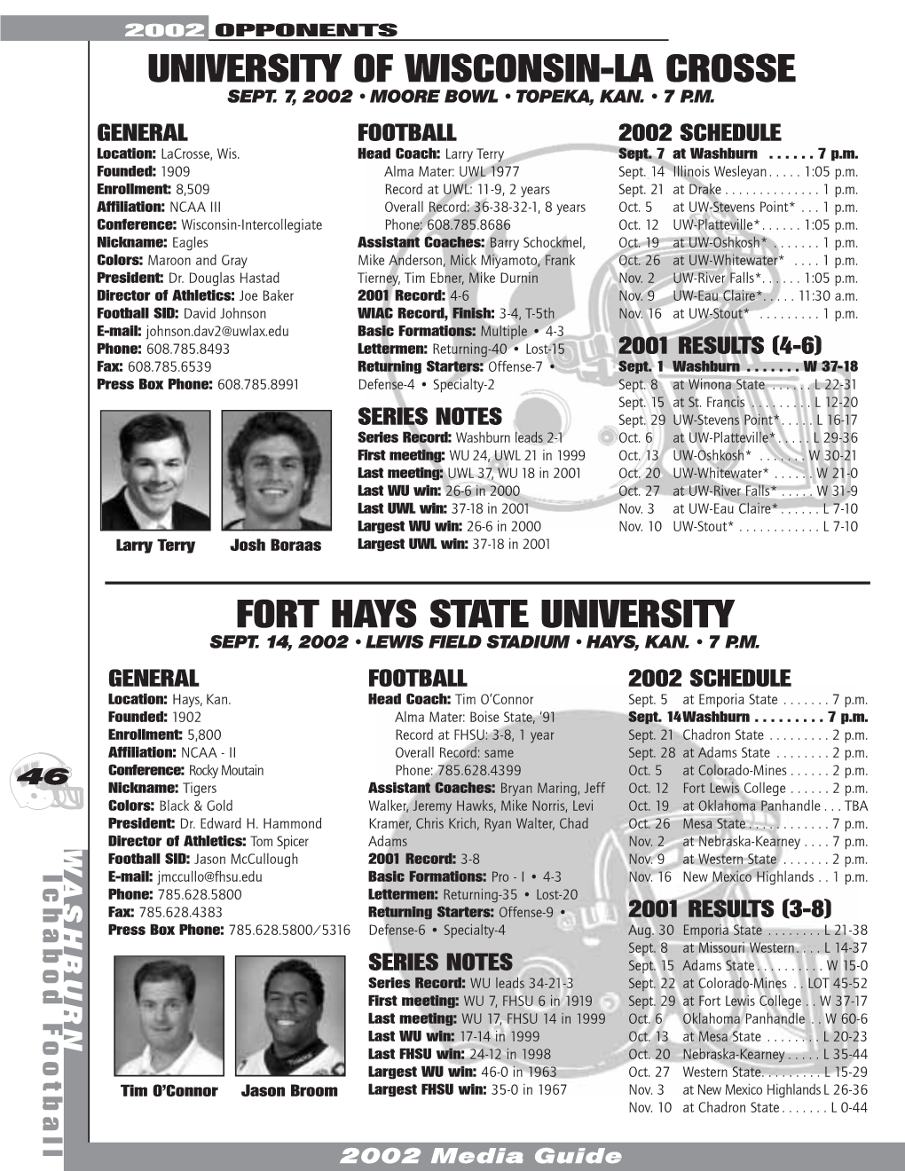 2002 Washburn Football Media Guide