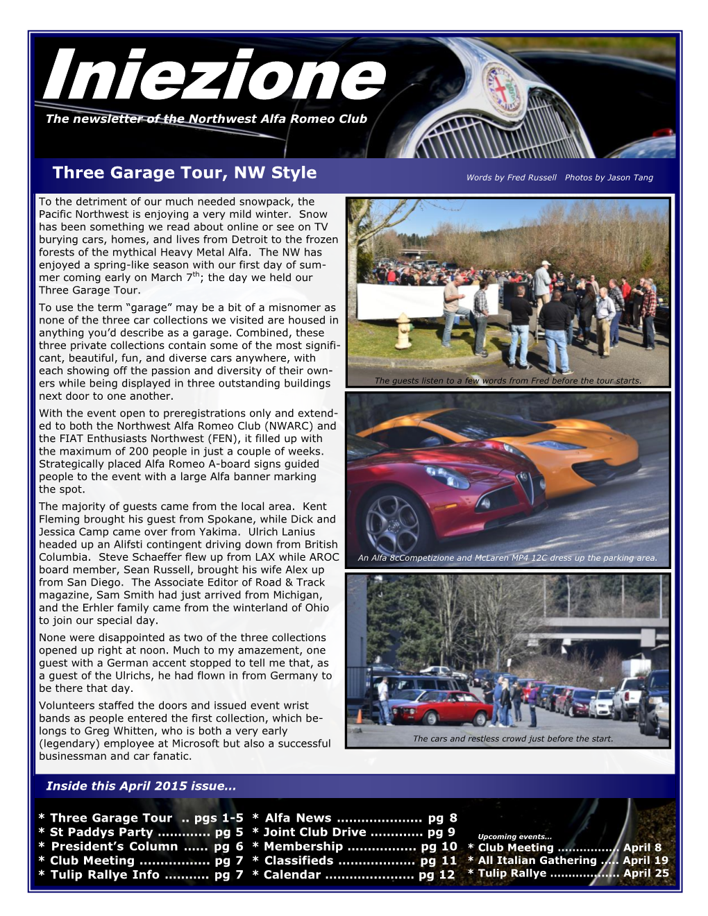 Iniezione the Newsletter of the Northwest Alfa Romeo Club