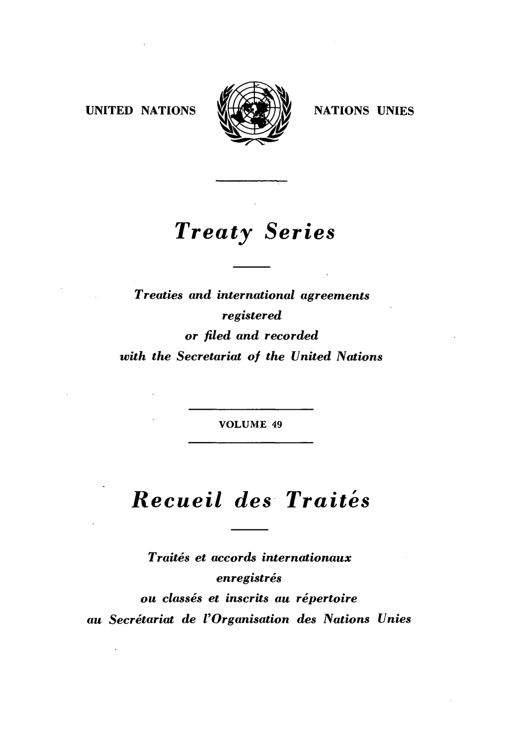 Treaty Series Recueil Des Traites