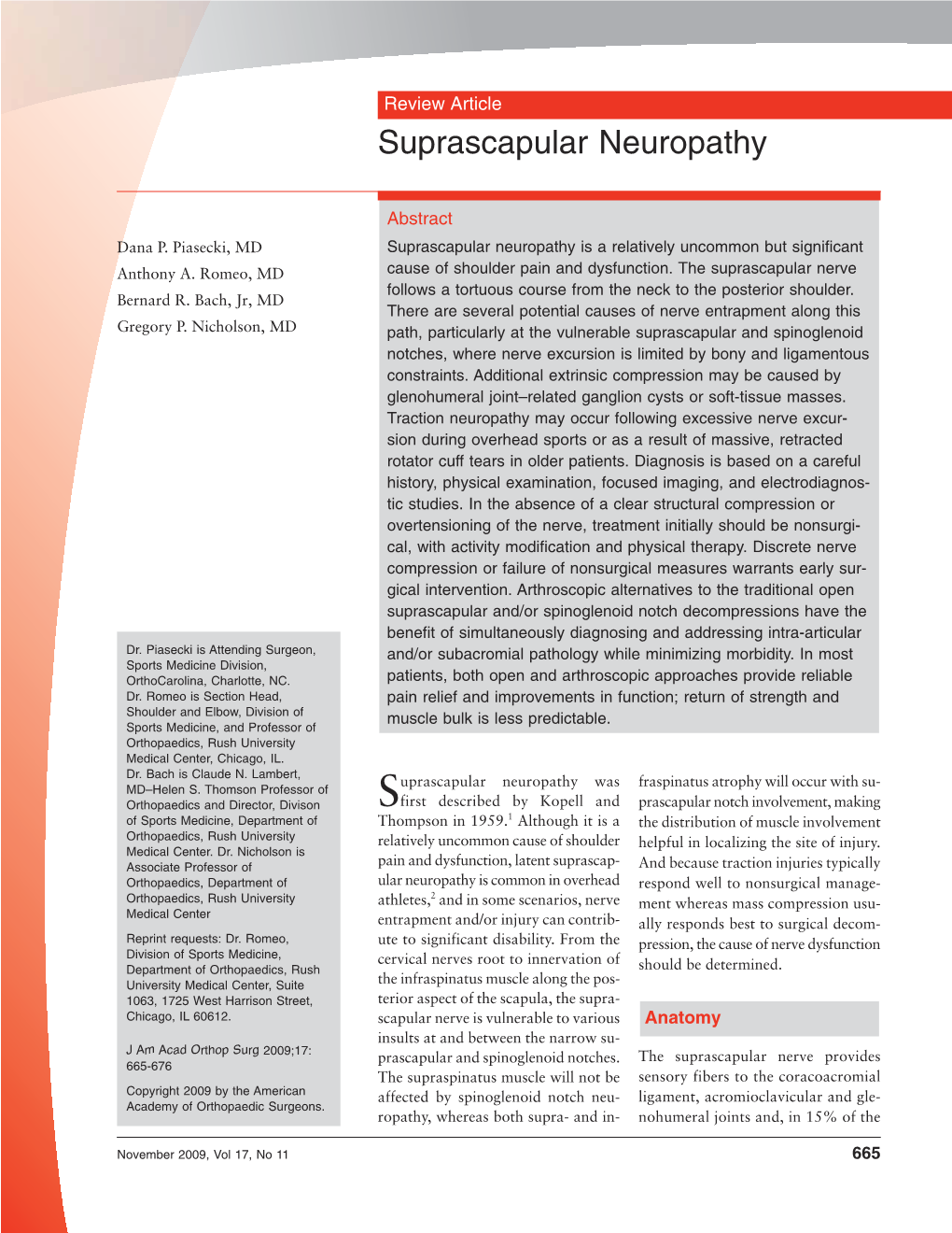 Suprascapular Neuropathy