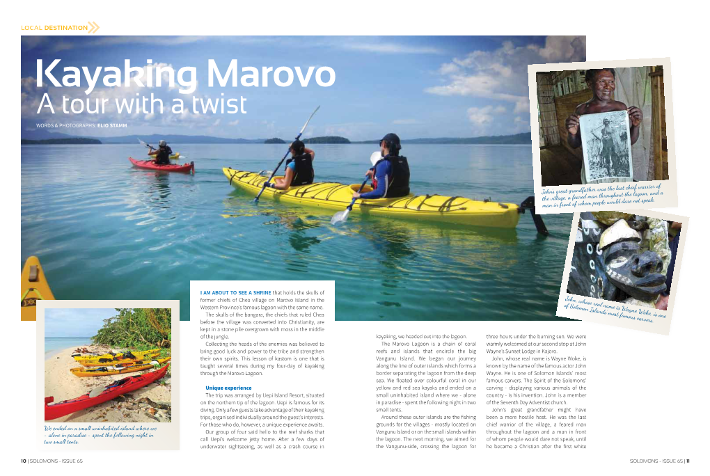 Kayaking Marovo a Tour with a Twist Words & Photographs: Elio Stamm