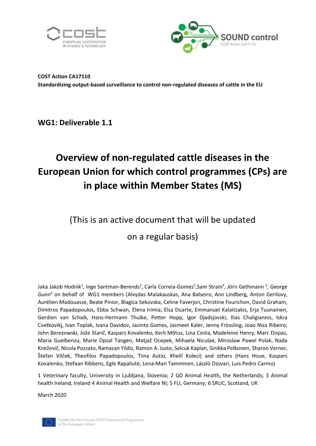Deliverable 1.1. Overview of Non-Regulated Cattle Diseases in the EU for Which Cps Are In