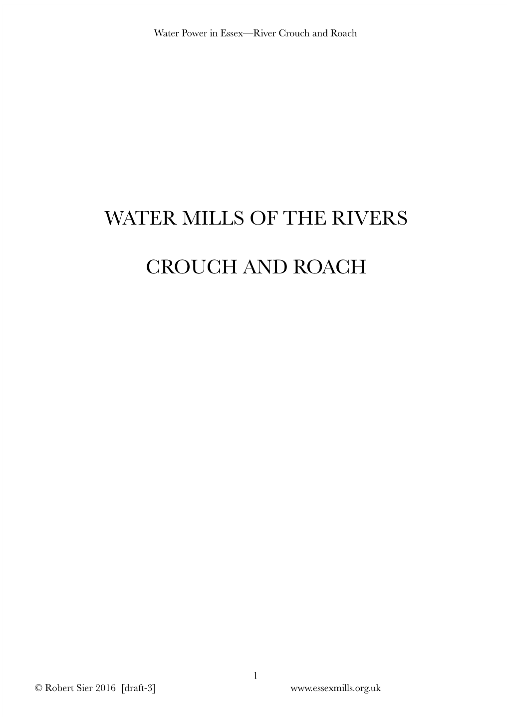Water Mills of the Rivers Crouch and Roach