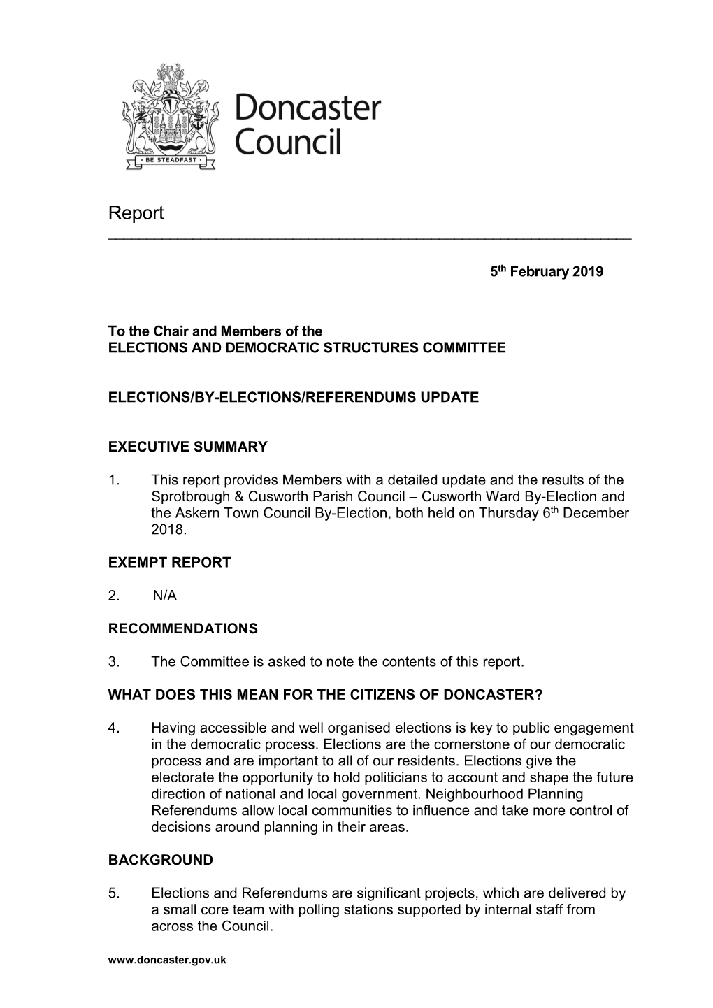 Elections/By-Elections/Referendums Update