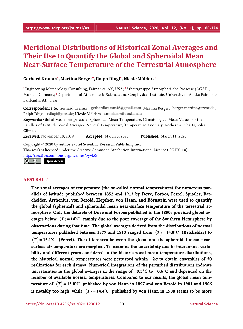 Meridional Distributions of Historical Zonal Averages and Their Use to Quantify the Global and Spheroidal Mean Near-Surface Temperature of the Terrestrial Atmosphere