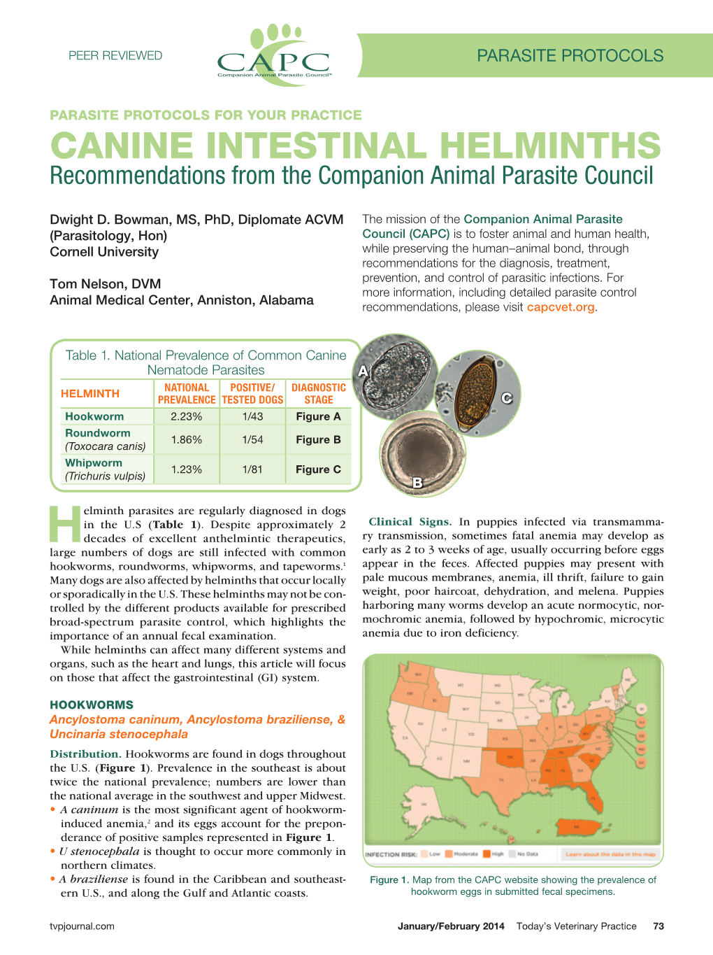 CANINE INTESTINAL HELMINTHS Recommendations from the Companion Animal Parasite Council