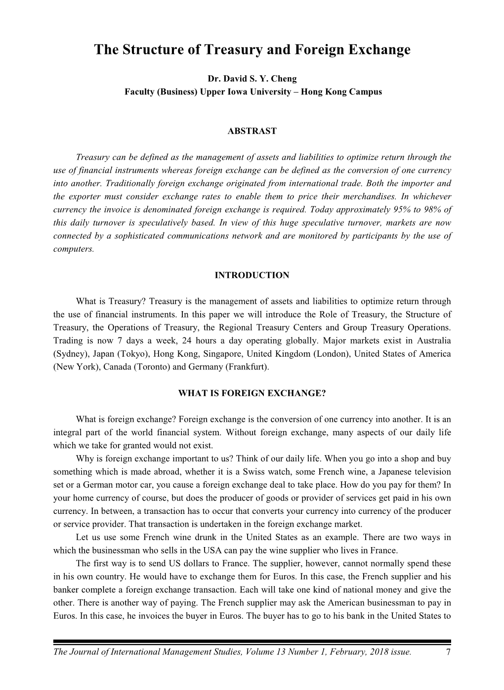 The Structure of Treasury and Foreign Exchange