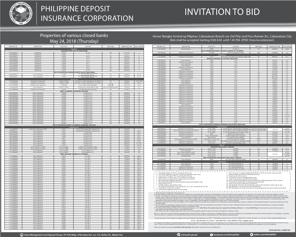 Invitation to Bid Insurance Corporation