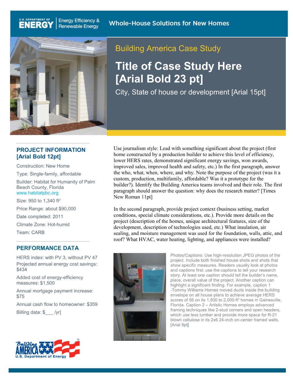 Building America Proven Performance Case Study Template