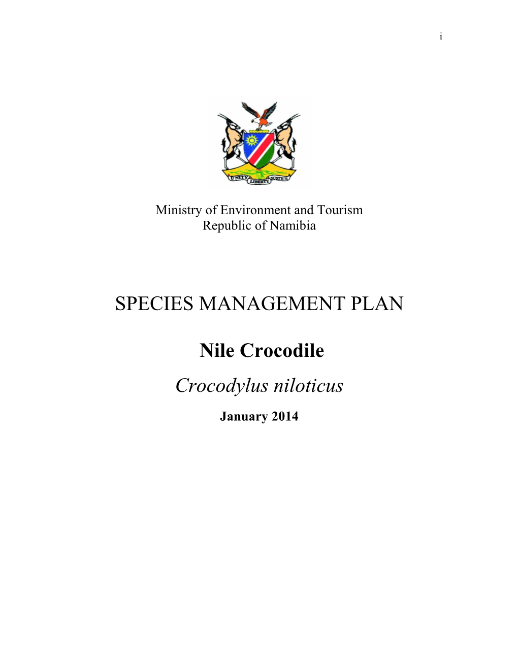 SPECIES MANAGEMENT PLAN Nile Crocodile Crocodylus Niloticus