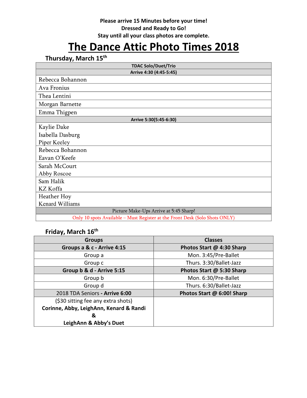 The Dance Attic Photo Times 2018