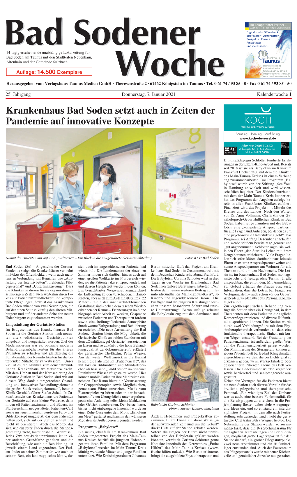Krankenhaus Bad Soden Setzt Auch in Zeiten Der Pandemie Auf Innovative Konzepte