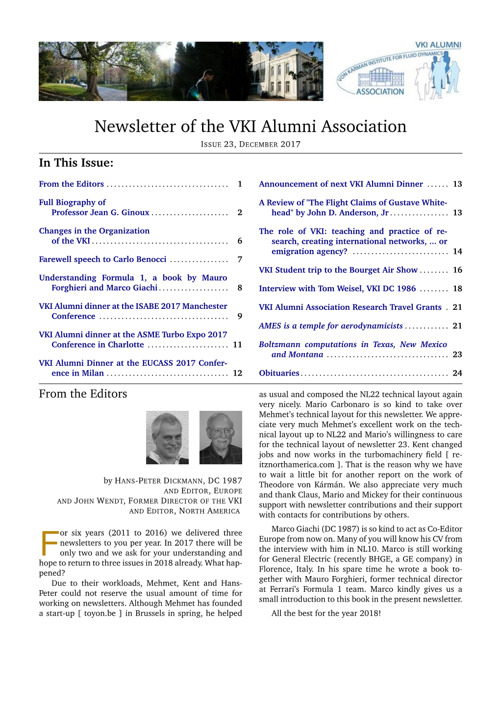 Newsletter of the VKI Alumni Association ISSUE 23, DECEMBER 2017 in This Issue