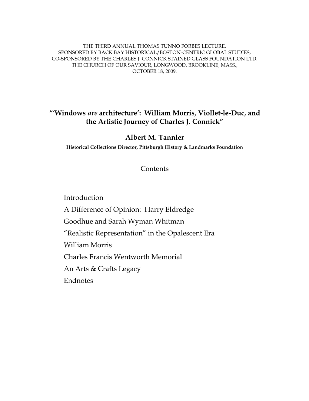 Windows Are Architecture’: William Morris, Viollet-Le-Duc, and the Artistic Journey of Charles J