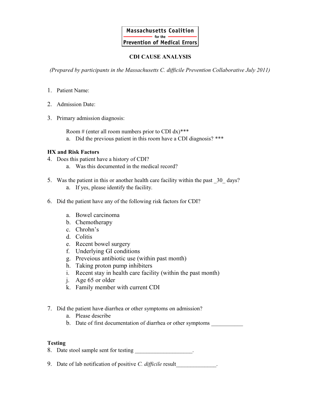 Cdi Cause Analysis