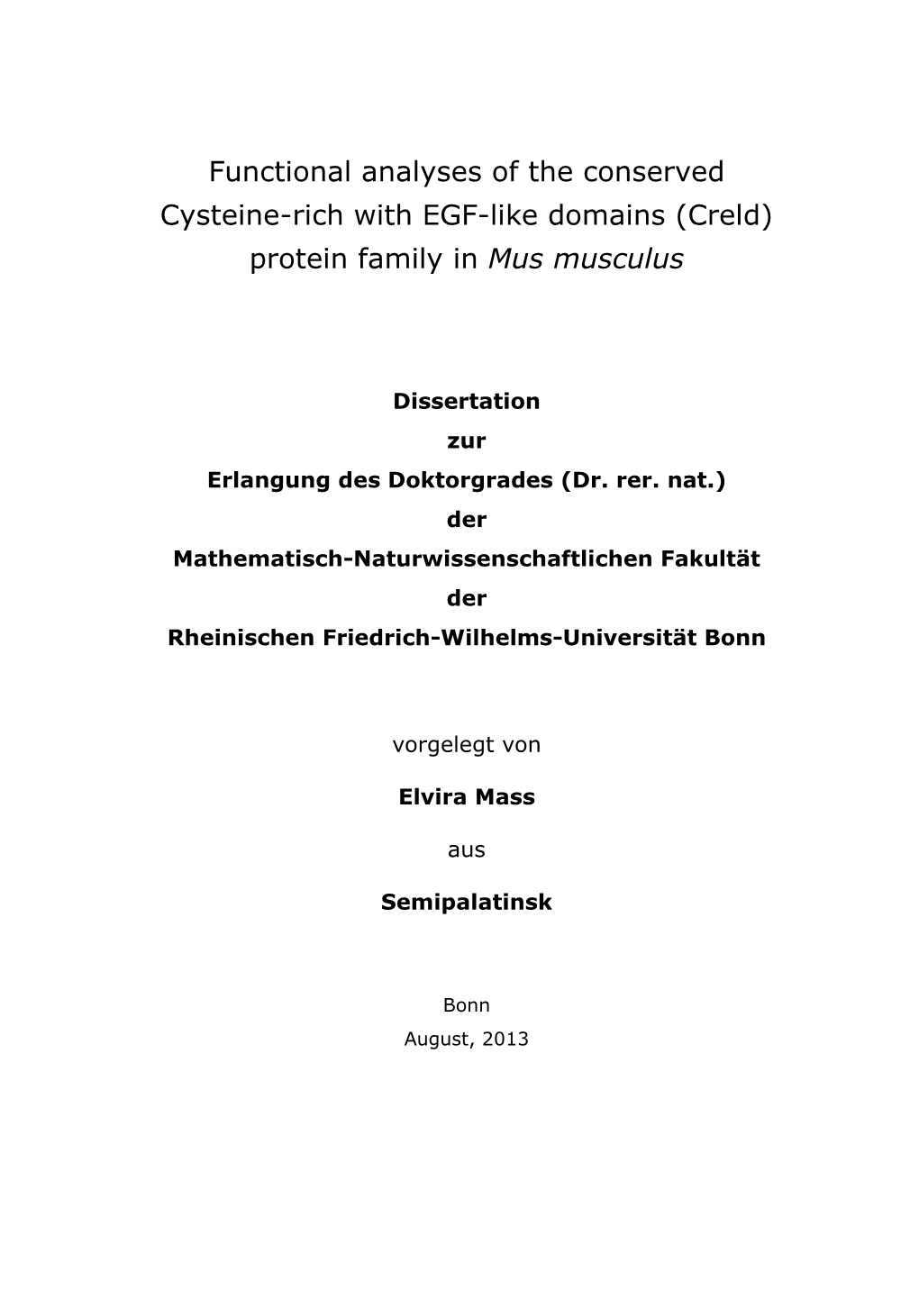 (Creld) Protein Family in Mus Musculus