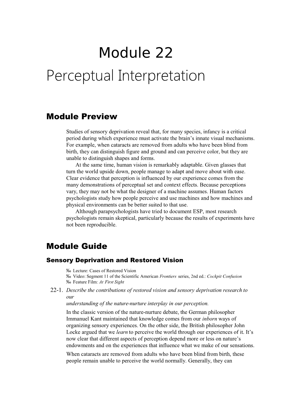 Perceptual Interpretation