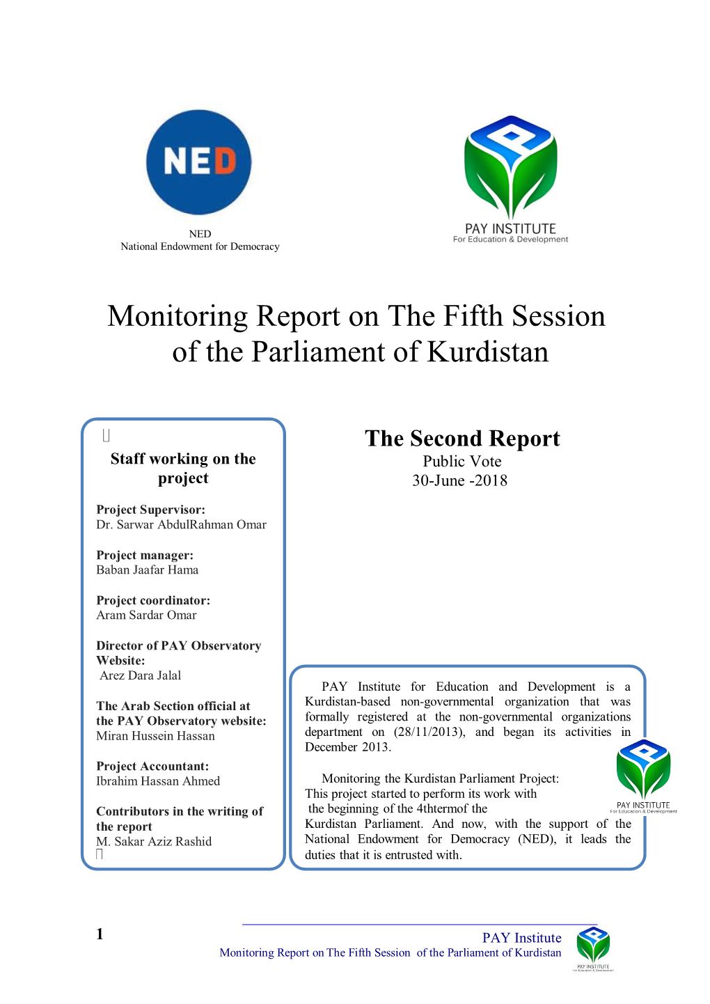Monitoring Report on the Fifth Session of the Parliament of Kurdistan