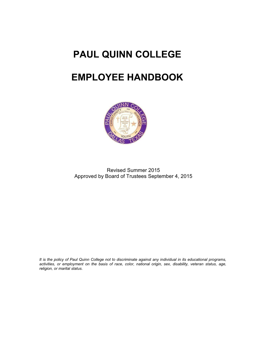 Paul Quinn College Employee Handbook