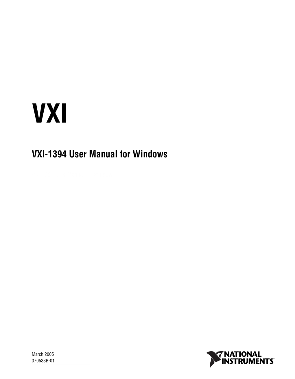 VXI-1394 User Manual and Specifications for Windows