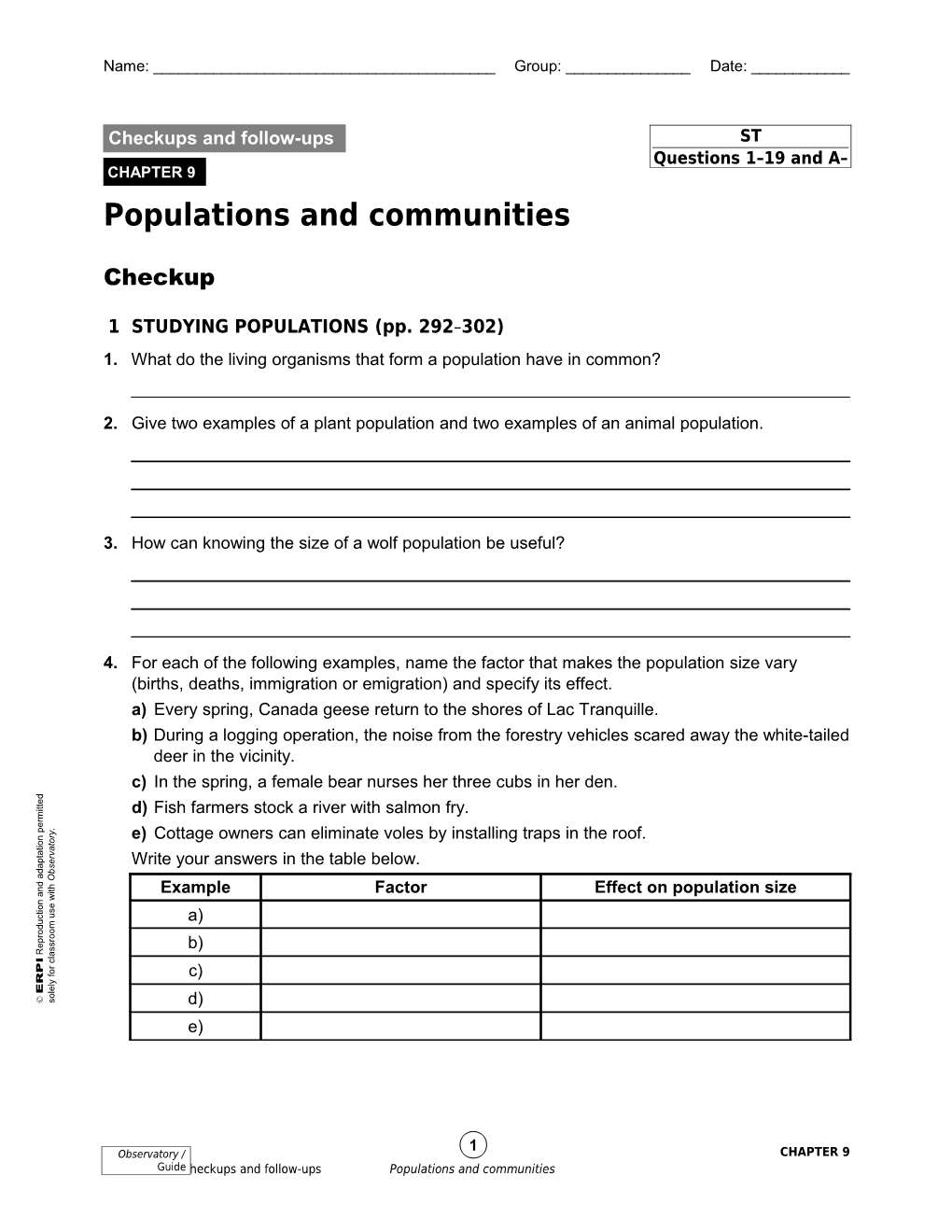 Les Populations Et Les Communautés