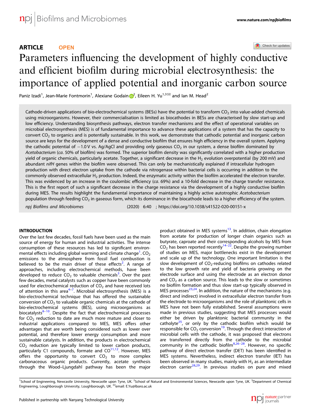 Parameters Influencing the Development of Highly Conductive and Efficient Biofilm During Microbial Electrosynthesis