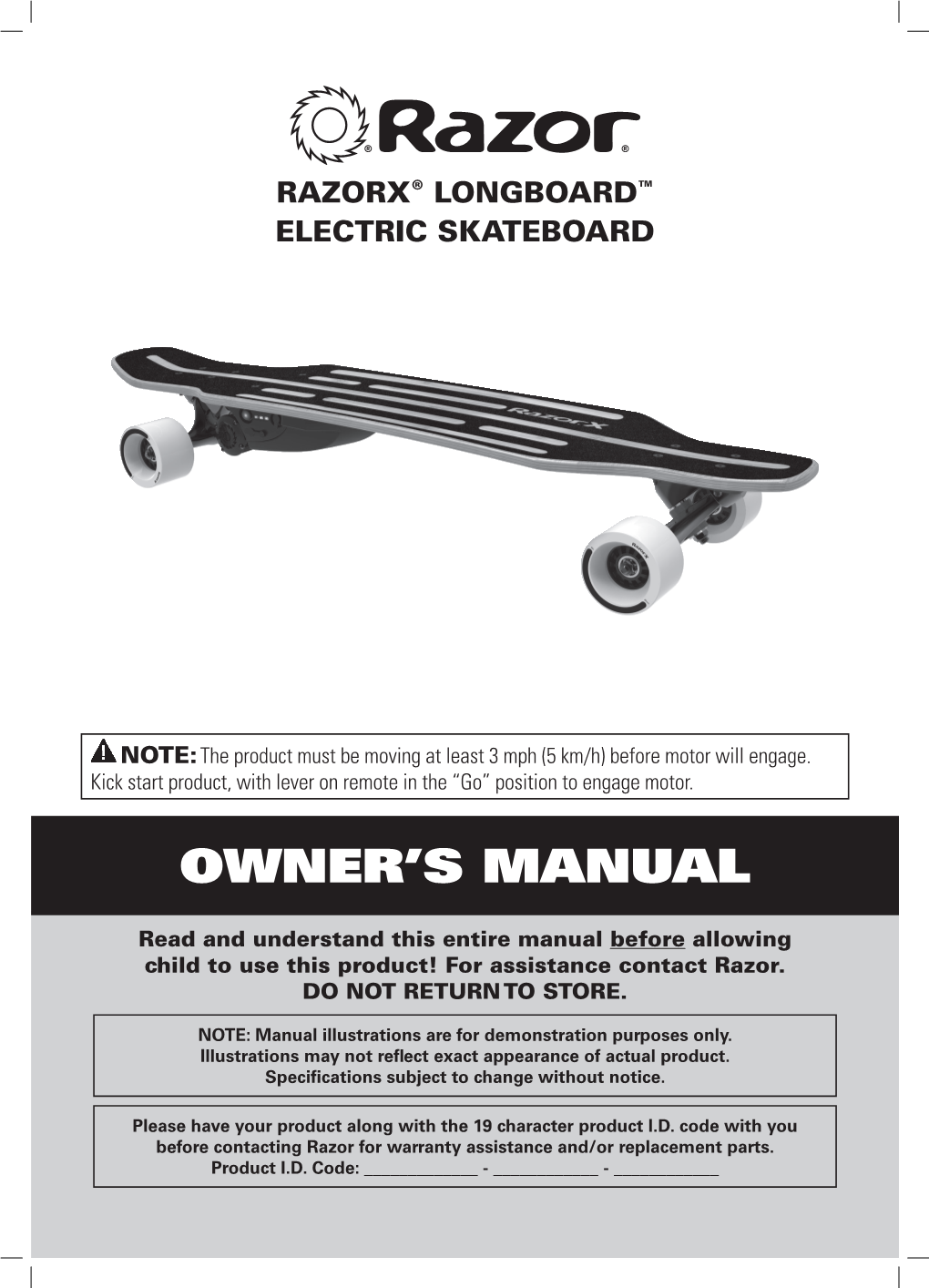 Razorx Longboard Electric Skateboard Downlaod PDF Manual