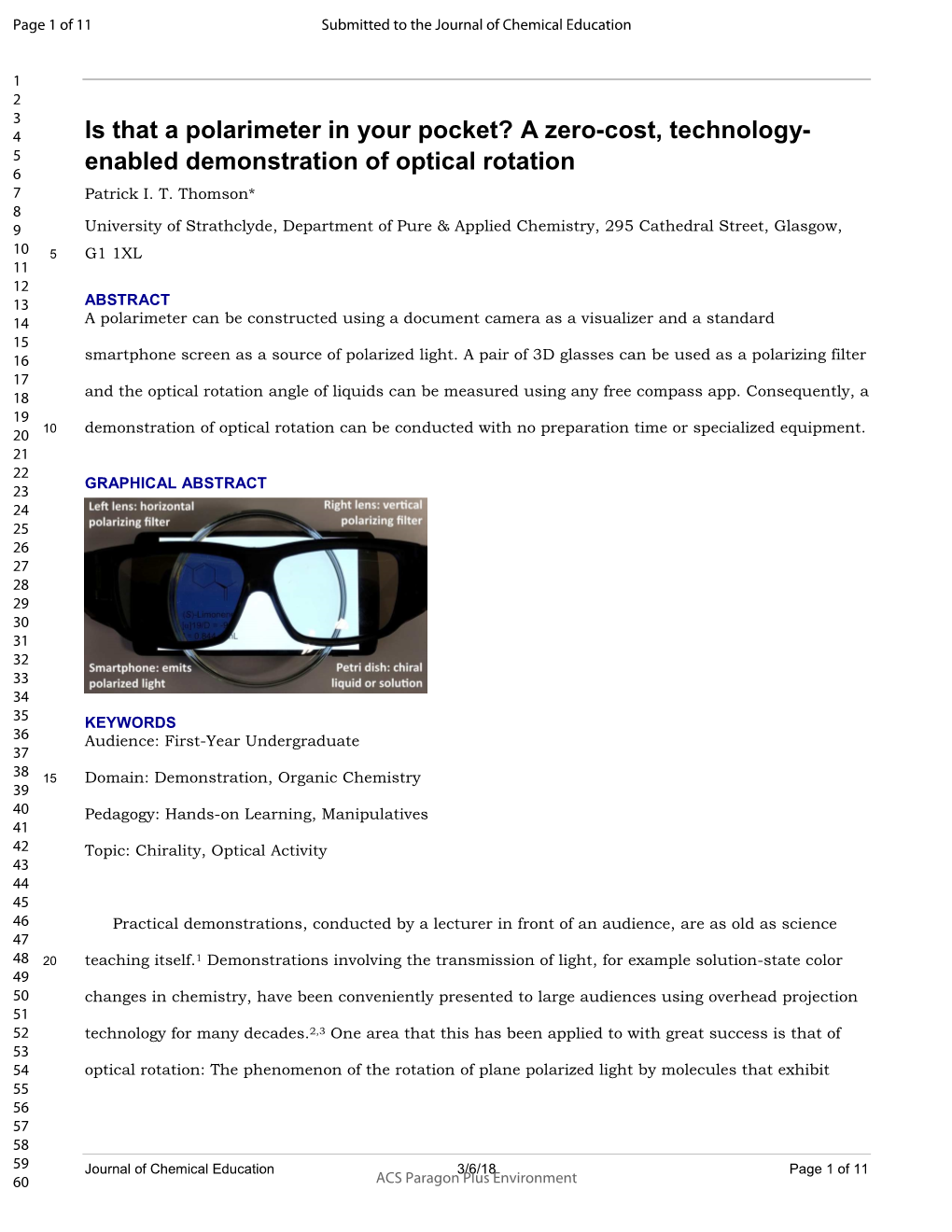 Enabled Demonstration of Optical Rotation 7 Patrick I