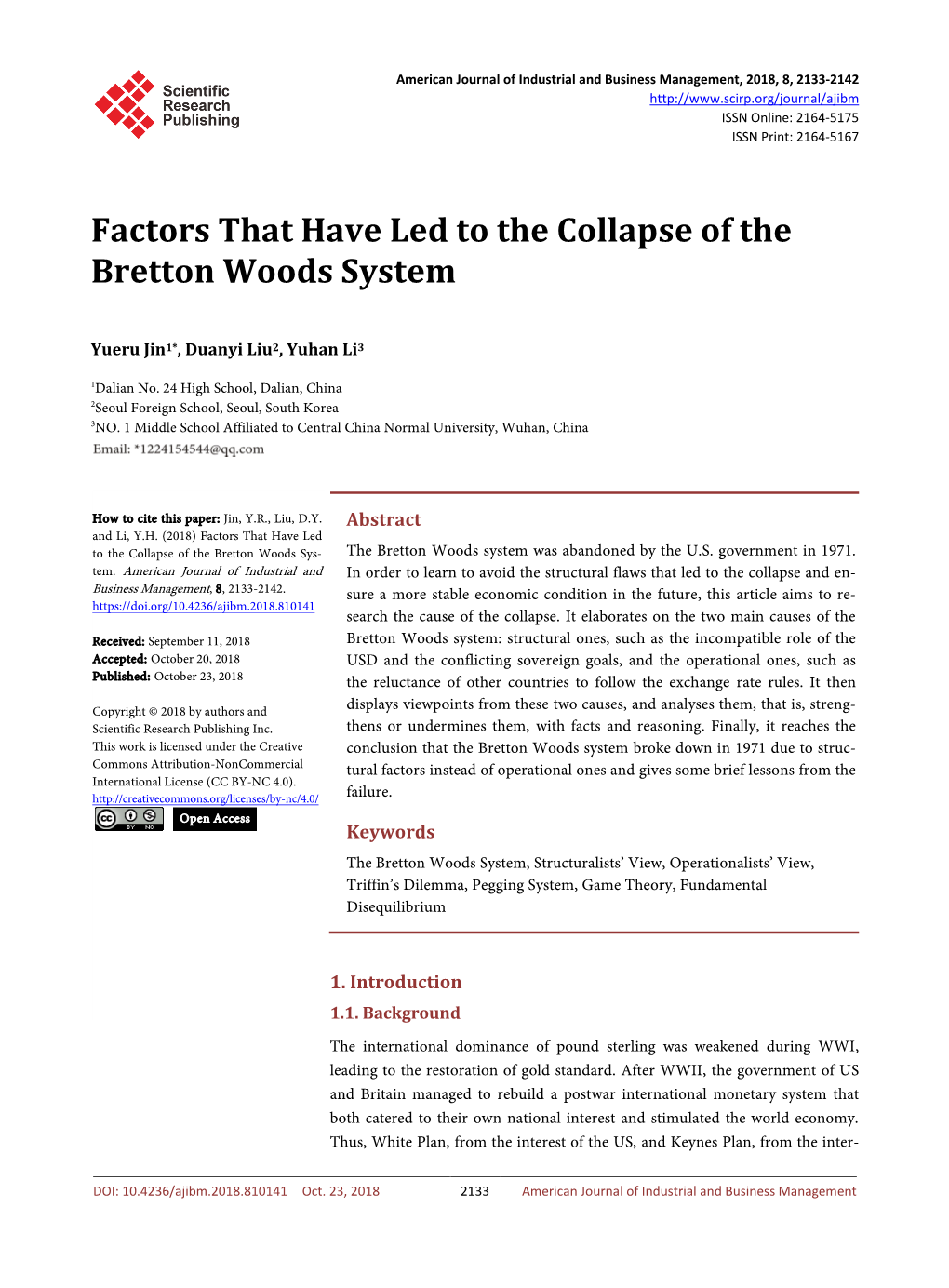 Factors That Have Led to the Collapse of the Bretton Woods System