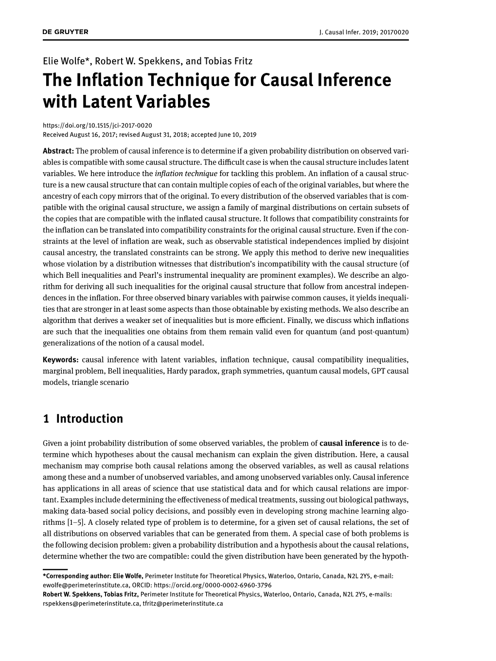 The Inflation Technique for Causal Inference with Latent Variables